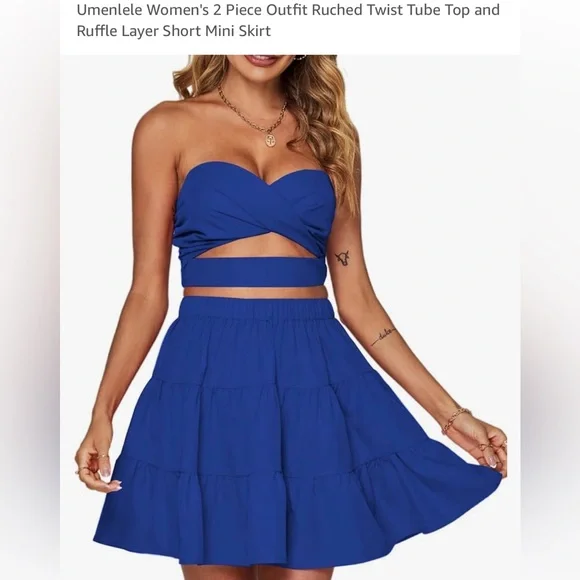 Umenlele | 2 piece bandeau top set with skirt bottom - Picture 1 of 16